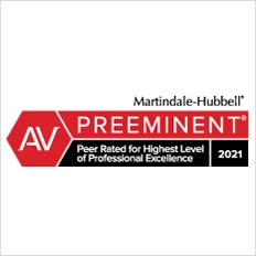 Martindale-Hubbell AV Preeminent Peer Rated For Highest Level of Professional Excellence 2021
