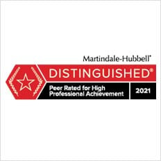 Martindale-Hubbell Distinguished Peer Rated For High Professional Achievement 2021